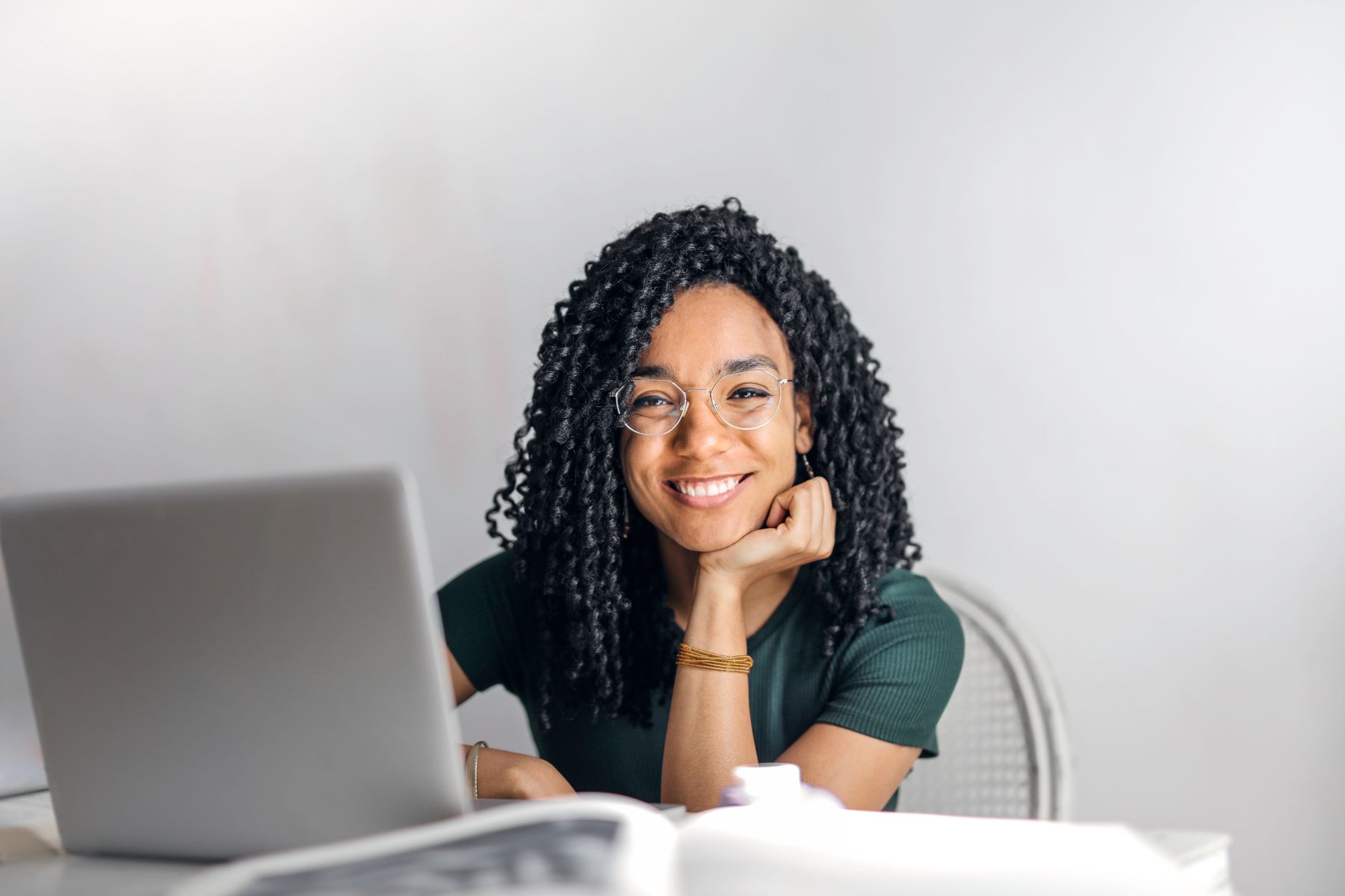 Woman doing her personal taxes on a laptop